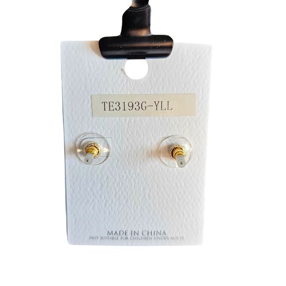 Statement Geometric Drop Earrings Gold Yellow Enamel Modern 1.6" Dangle New CORE - Picture 6 of 8